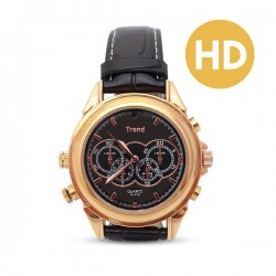 Kamera HD w eleganckim złotym zegarku